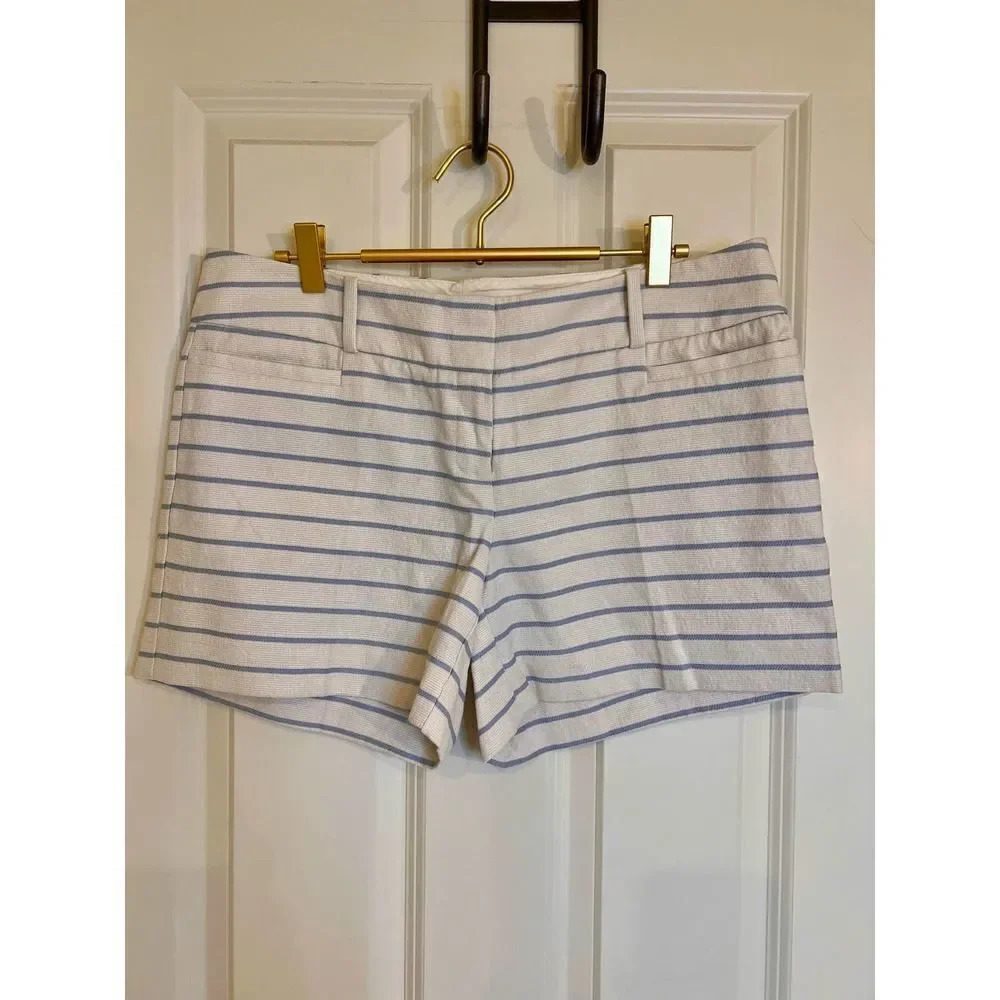The limited ivory and blue‎ nautical striped shorts size 8